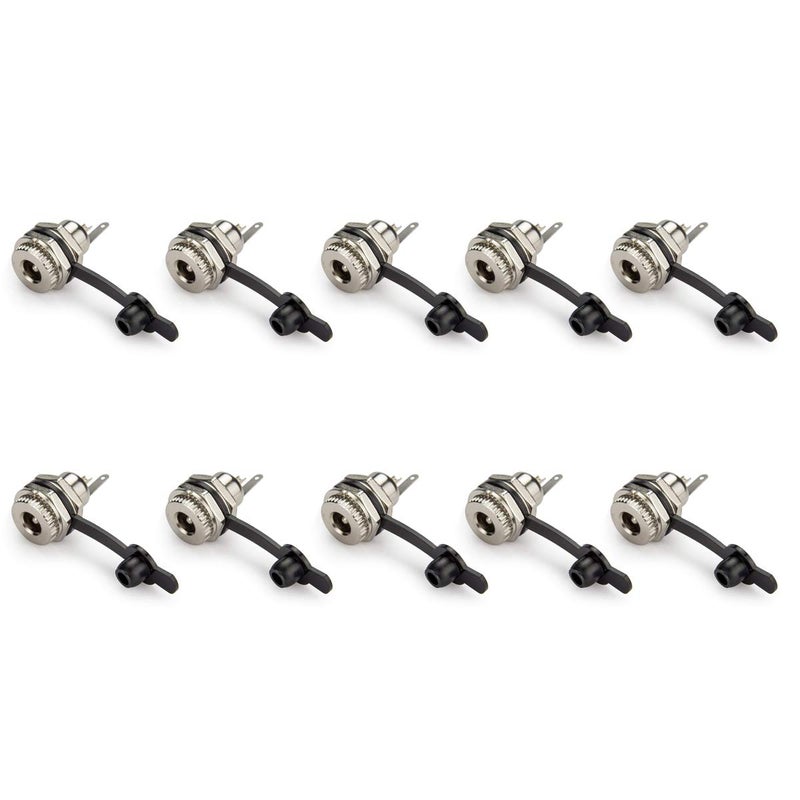 DIYhz 5.5 x 2.5mm DC Power Jack Socket Threaded Female Mount Connector Adapter with Dustproof Plug 10Pcs - Image 1